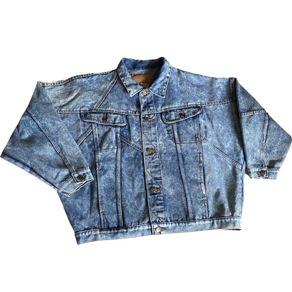 Texas Tuff Acid Wash 1988 Denim Jean Jacket Sz M - Picture 2 of 11